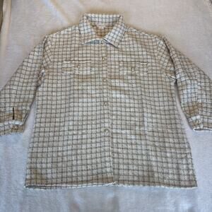 Chic Soul Checkered Pattern Women Button Up Good For Me Jacket XL Cream & Gold